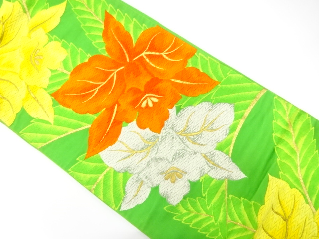 アンティーク　花模様織り出し袋帯（材料）